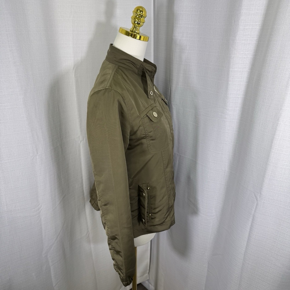 Massimo Dutti Women's Medium Bomber Jacket Lightweight Military‎ Minimalist Chic - Picture 4 of 16